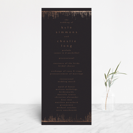 "Dazzling" - Wedding Programs in Noir by Phrosné Barwood - Front