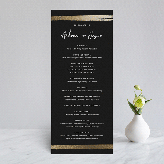 "Brushy frame" - Wedding Programs in Midnight by Stacey Meacham - Front