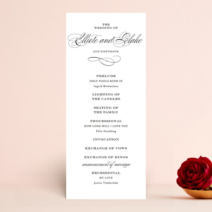 "Timeless Elegance" - Wedding Programs in Black Night by AK Graphics - Front