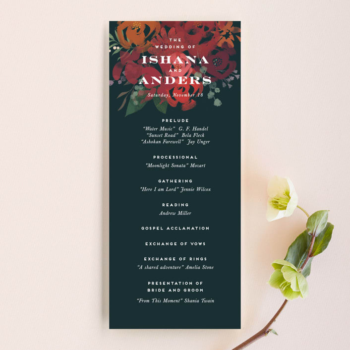 "Midnight Garden" - Wedding Programs in Deep Sea by Jennifer Wick - Front
