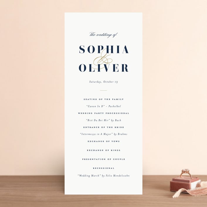 "Bold Love" - Wedding Programs in Antique by Brandy Folse - Front