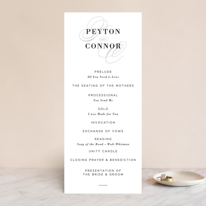 "Elegant Initials" - Wedding Programs in Smoke by Sandra Picco Design - Front