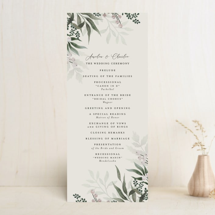 "Wedding Whisper" - Wedding Programs in Lilac by Chris Griffith - Front