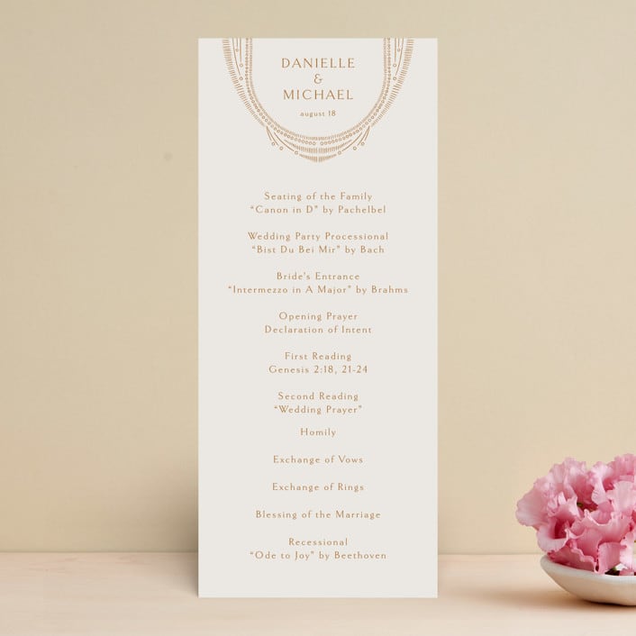 "Timeless" - Wedding Programs in Terracotta by Jen Owens - Front
