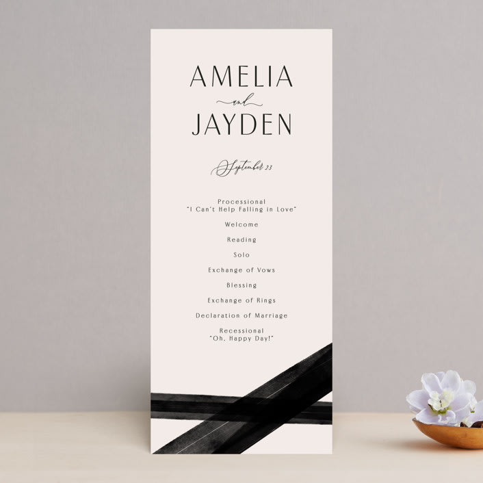 "Inky" - Wedding Programs in Onyx by Inkblot Design - Front