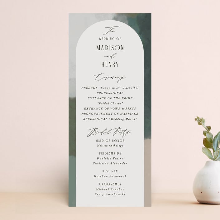 "Verdant" - Wedding Programs in Moss by Nicoletta Savod - Front