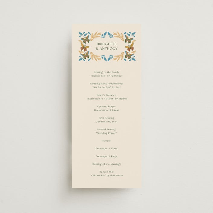 "Flutter" - Wedding Programs in Sunset by Jen Owens - Front