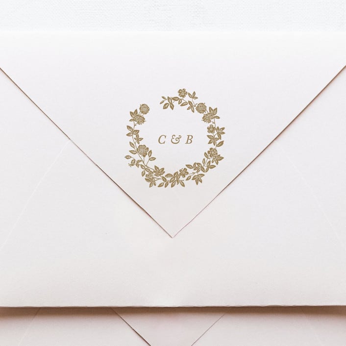 "SELF-INK Vintage Roses Monogram Stamp No. 2 | Coffee Ink Color" - Rubber Stamps in brown by Cedar and Grey