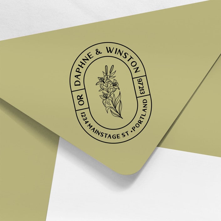 Art Deco Lily Address Stamp by Paper Sushi