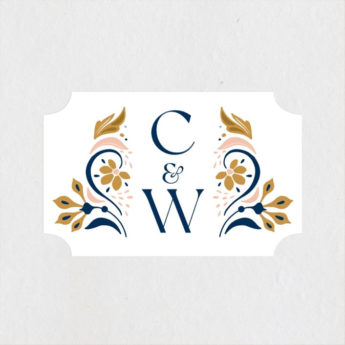 "modern folk" - Wedding Favor Stickers in Blush by GeekInk Design - Front