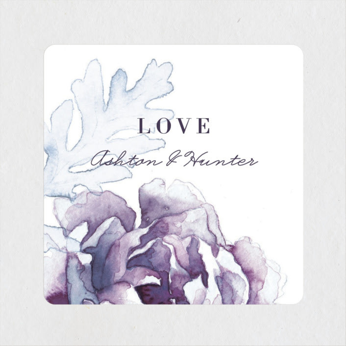 "Evening Bloom" - Wedding Favor Stickers in Eggplant by Snow and Ivy - Front