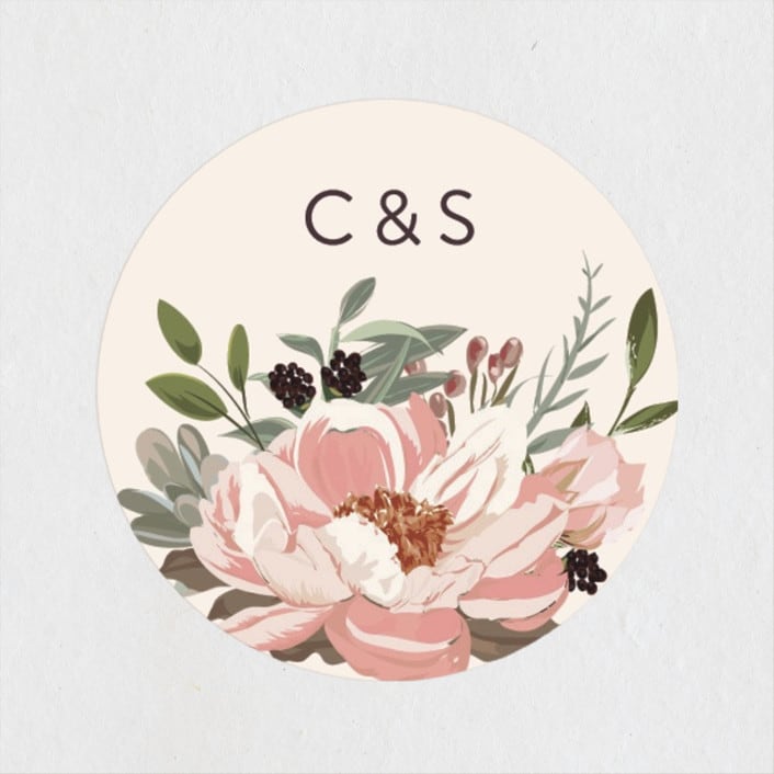 "Desert Blooms" - Wedding Favor Stickers in Blush by Susan Moyal - Front