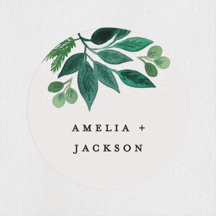 "Winter Bouquet" - Wedding Favor Stickers in Mist by Alethea and Ruth - Front