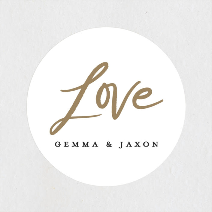 "Lovely Script" - Wedding Favor Stickers in Cotton by Stacey Meacham - Front