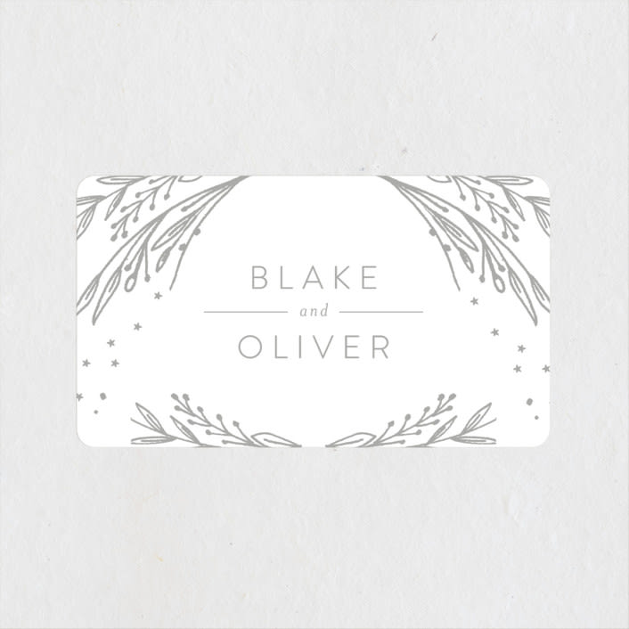 "Botanical Filigree" - Wedding Favor Stickers in Ivory by Phrosné Barwood - Front