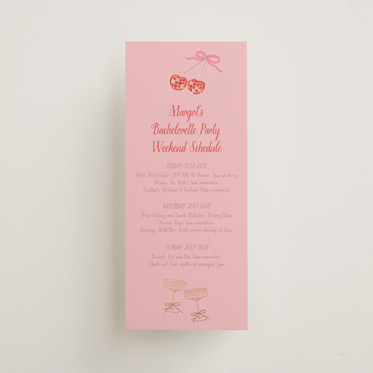 "Mon Cheri" - Wedding Weekend Itinerary Cards in Cherry Blossom by Jenna Holcomb - Front