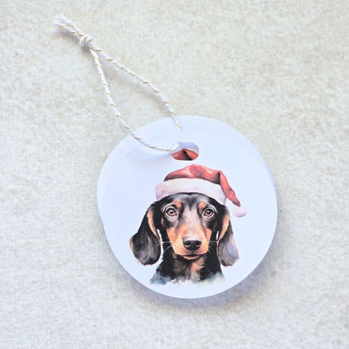 "Watercolor Christmas Pet (Cats/Dogs) Tags- Customizable Breed-  Set of 10" - Holiday Gift Tags in white by Inkspiringletters
