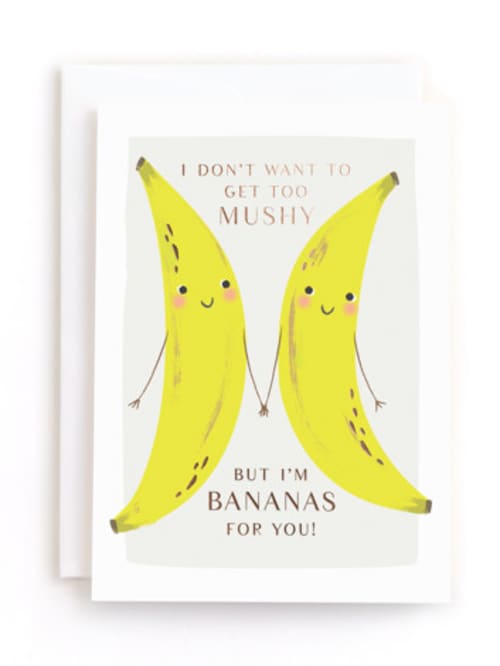 This is a banana tbd by Karidy Walker called not too mushy in greeting cards