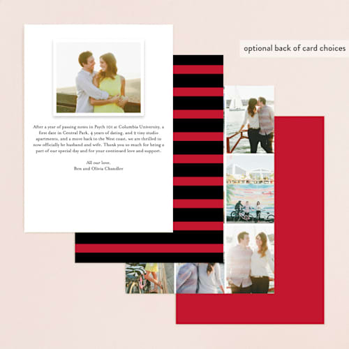 This is a chestnut wedding announcements with standard by Susan Brown called classic stripes and swashes printing on recycled smooth signature in standard