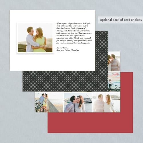 This is a charcoal wedding announcements with standard by Roxy Cervantes called classically stated printing on signature in standard