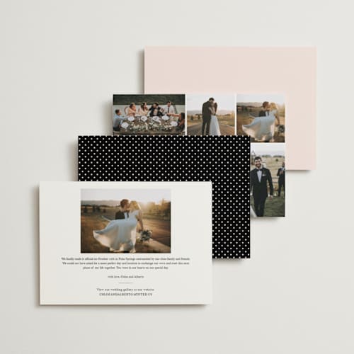 This is a blush wedding announcements with standard by Kim Dietrich Elam called estate printing on signature in standard