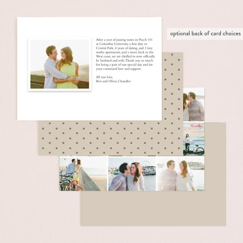 This is a khaki wedding announcements with standard by Stacey Meacham called frame up printing on recycled smooth signature in standard