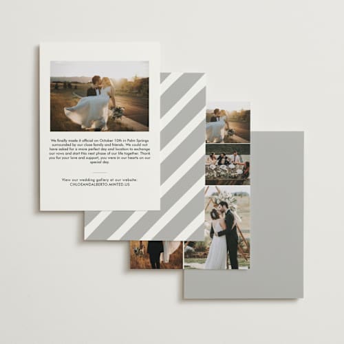 This is a frost wedding announcements with standard by Kim Chow called merry + married printing on recycled smooth signature in standard