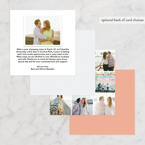This is a salmon wedding announcements with standard by Lauren Chism called palm printing on signature in standard