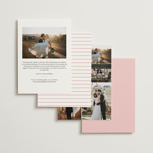 This is a soft petal wedding announcements with standard by SimpleTe Design called romantic frame printing on recycled smooth signature in standard