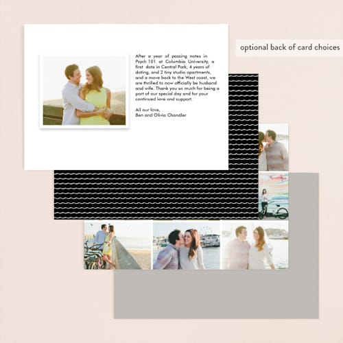 This is a cloud wedding announcements with standard by Roxy Cervantes called scripted printing on recycled smooth signature in standard
