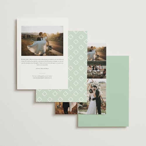 This is a snow wedding announcements with standard by Carolyn MacLaren called xoxo printing on recycled smooth signature in standard