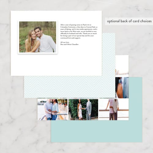 This is a sky blue wedding announcements with standard by danielleb called charming go lightly printing on signature in standard