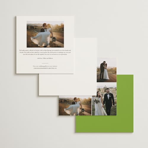 This is a leaf wedding announcements with standard by Andrea Mentzer called fling printing on signature in standard