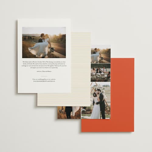 This is a tangelo wedding announcements with standard by Oscar and Emma - Karly Depew called coral printing on signature in standard