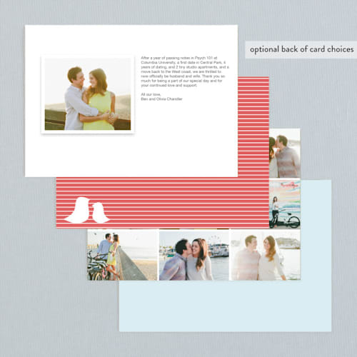 This is a pink coral wedding announcements with standard by Lori James called sweet and simple printing on signature in standard