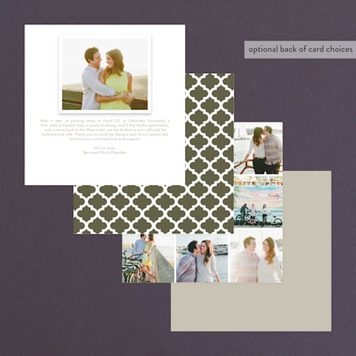 This is a soft beige wedding announcements with standard by Alethea and Ruth called banner and branches printing on signature in standard