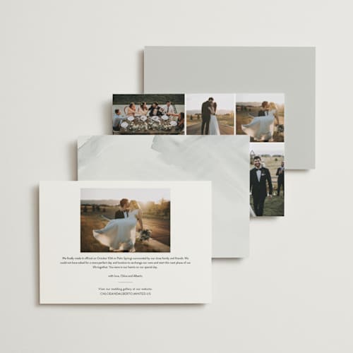This is a tuxedo wedding announcements with standard by Angela Garrick called meant to be printing on recycled smooth signature in standard