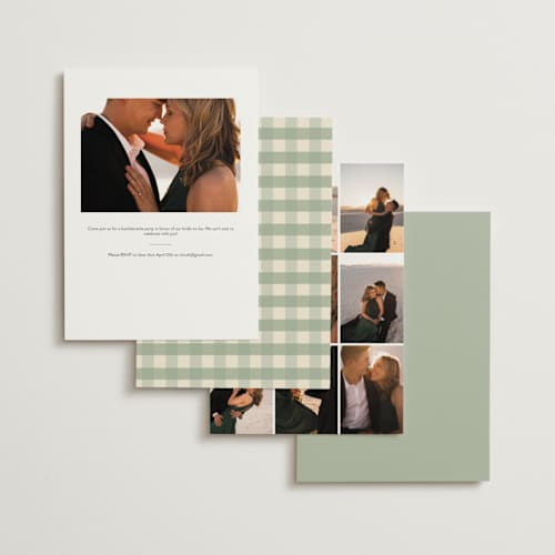 This is a sage bachelorette party invitations with standard by Creo Study called camp mitzvah printing on signature in standard