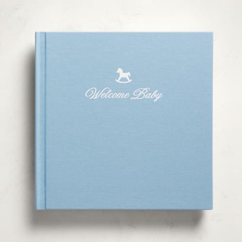 This is a powder all gifts by Minted called welcome baby - baby blue in standard