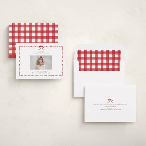 This is a crimson babys first christmas with standard by Grae called lovely holiday printing on recycled smooth signature in standard