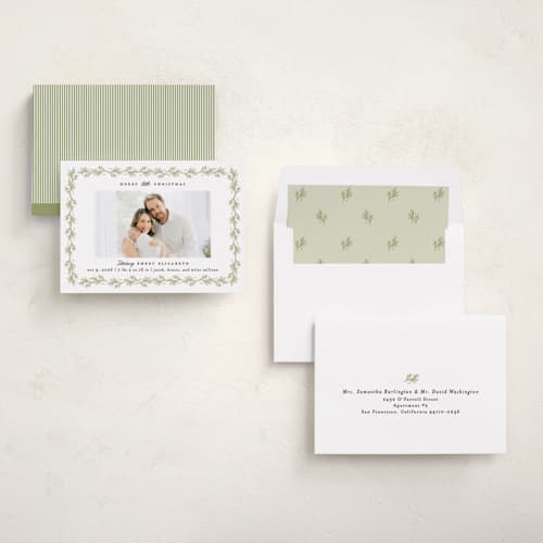 This is a mistletoe babys first christmas with standard by Julie Murray called little christmas printing on recycled smooth signature in standard