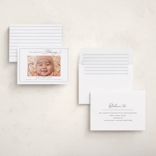 This is a sky babys first christmas with standard by Nicoletta Savod called christmas blessing printing on recycled smooth signature in standard