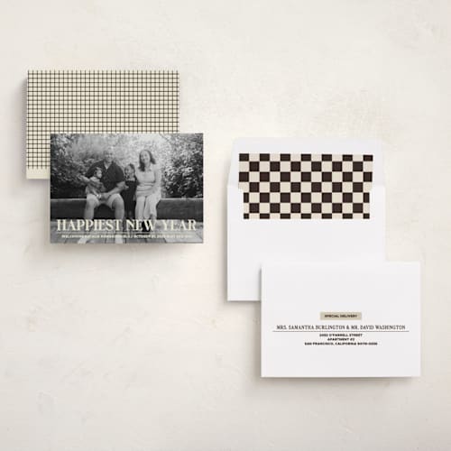 This is a champagne babys first christmas with standard by Jenna Holcomb called news printing on recycled smooth signature in standard