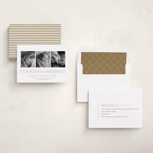 This is a snow babys first christmas with standard by Robert and Stella called counting those blessings printing on recycled smooth signature in standard