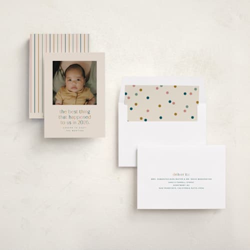 This is a teal babys first christmas with standard by Ellen Schlegelmilch called the best thing printing on recycled smooth signature in standard