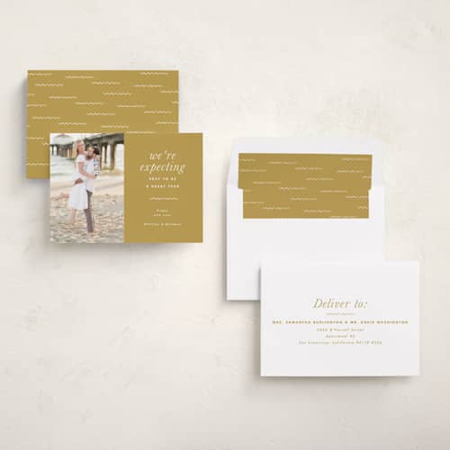 This is a sunshine babys first christmas with standard by Corinne Malesic called expecting printing on recycled smooth signature in standard