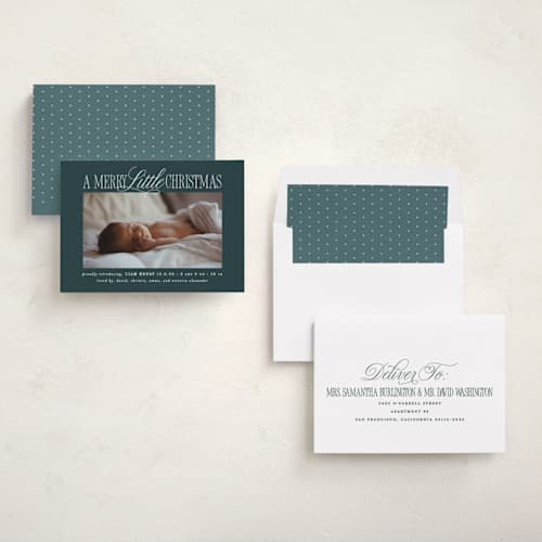 This is a frost babys first christmas with standard by Brooke Chandler called littlest christmas printing on recycled smooth signature in standard