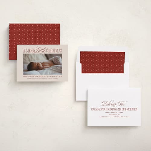 This is a cinnamon babys first christmas with standard by Brooke Chandler called littlest christmas printing on recycled smooth signature in standard