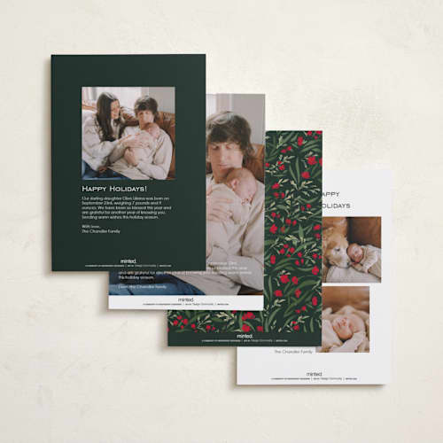This is a poinsettia babys first christmas with standard by Erin L. Wilson called aurelia printing on recycled smooth signature in standard