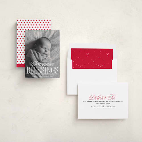 This is a snow babys first christmas with standard by Susan Asbill called blessed welcome printing on recycled smooth signature in standard